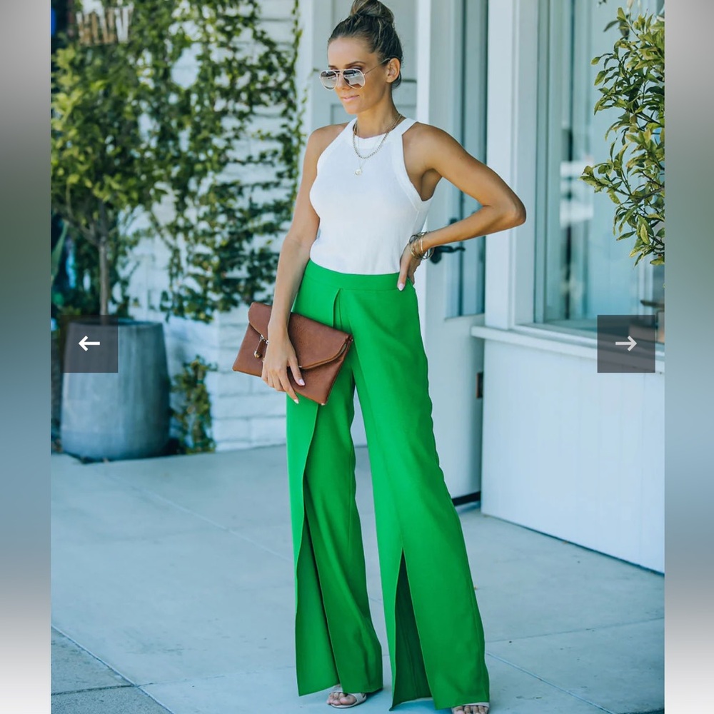 Blue Blush Bright Green Wide-Leg Pants 💚